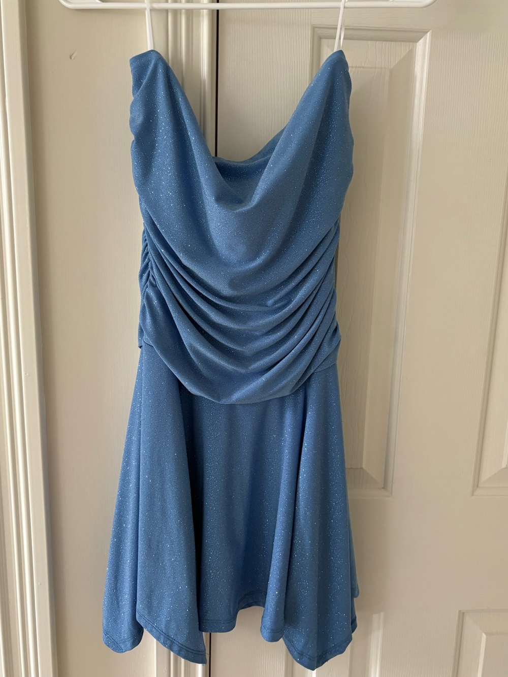 Blue Sparkle strapless mini Dress